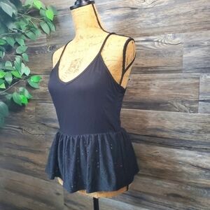 Olivia Rae Ruffle Sleeveless Blouse Black Women's Size Large